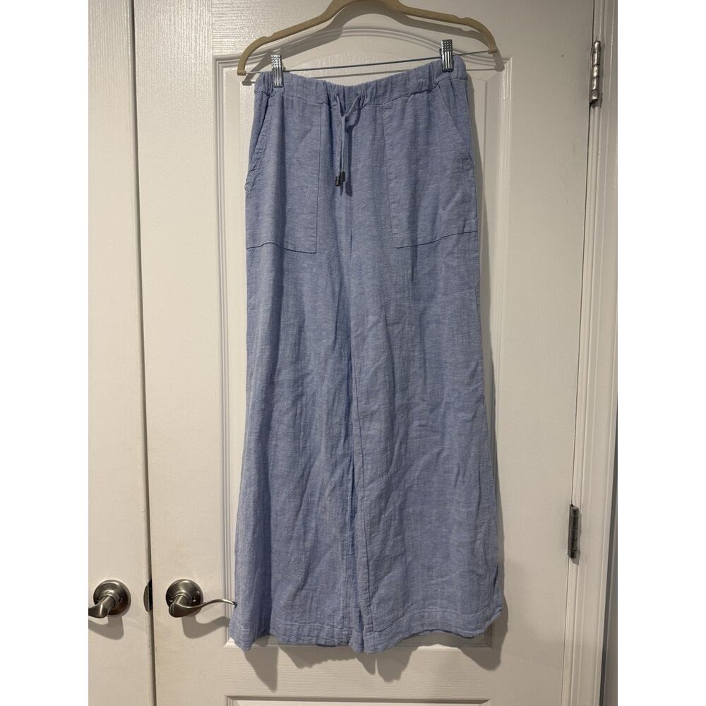 Cable & Gauge Studio Womens Blue Linen Blend Wide Leg Pants Size XS